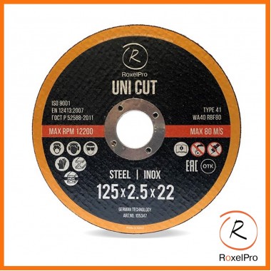 Отрезной круг ROXTOP UNI CUT 125 x 1.2 x 22мм, Т41, нерж.сталь, металл