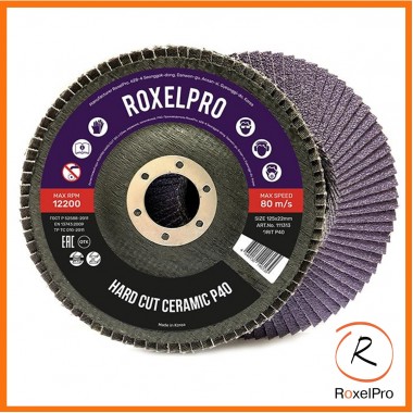 Лепестковый круг ROXPRO HARD CUT 125 х 22мм, керамика, конический, Р40